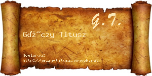 Géczy Titusz névjegykártya